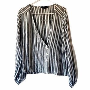 Sanctuary striped black white button blouse top